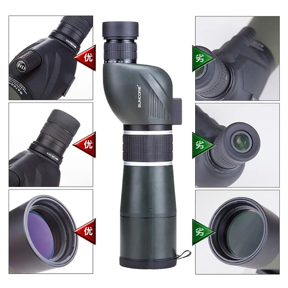 10-45x60 Silný Monokulárne HD Ďalekohľad pre pozorovanie Vtákov Vonkajšie Turistika Vyhliadkové BK7 FMC Objektív