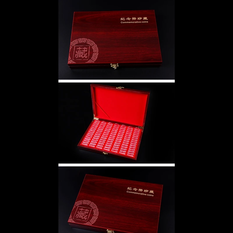 100ks Kolo Dreva Mince Prípade Skladovania Držiteľov Displej Drevené Pamätné zberného Boxu, Domáce Dekorácie