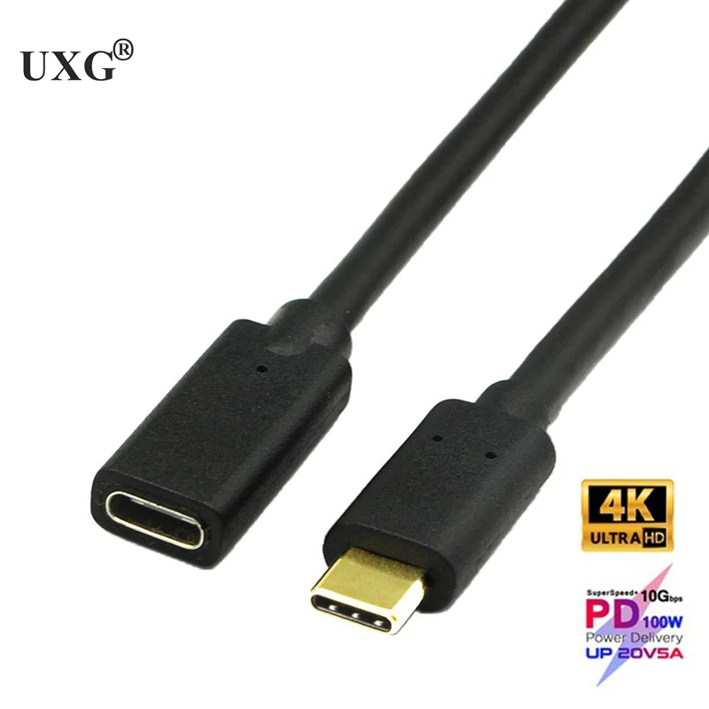100W PD 5A Typ C Samec Samica Predlžovací Kábel 4K @60Hz USB-C USB3.1 Gen 2 10Gbps Extender Kábel Pre Macbook Pro Nintend Prepínač