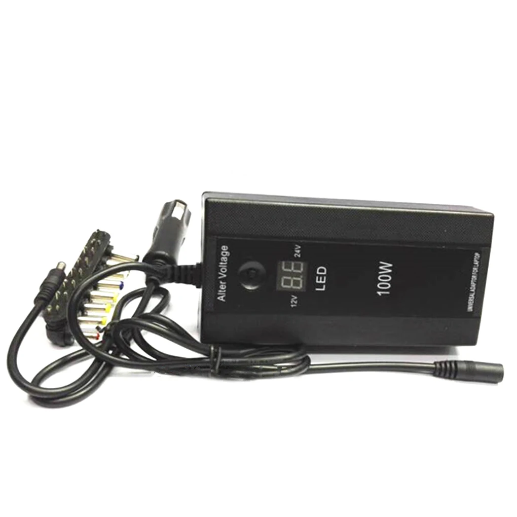 100W USB Port LED Displej Nabíjačka do Auta Notebook Notebook Nastaviteľné 12-24V Napájanie Adaptér Set 8 Odnímateľný Zástrčky