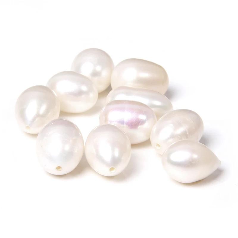 11-12mm Pol Vŕtané Prírodné Perly Korálky Pre Šperky Robiť Veľké Náušnice Kvapka Biela Usadenina Oválne Perly Príslušenstvo DIY 2KS