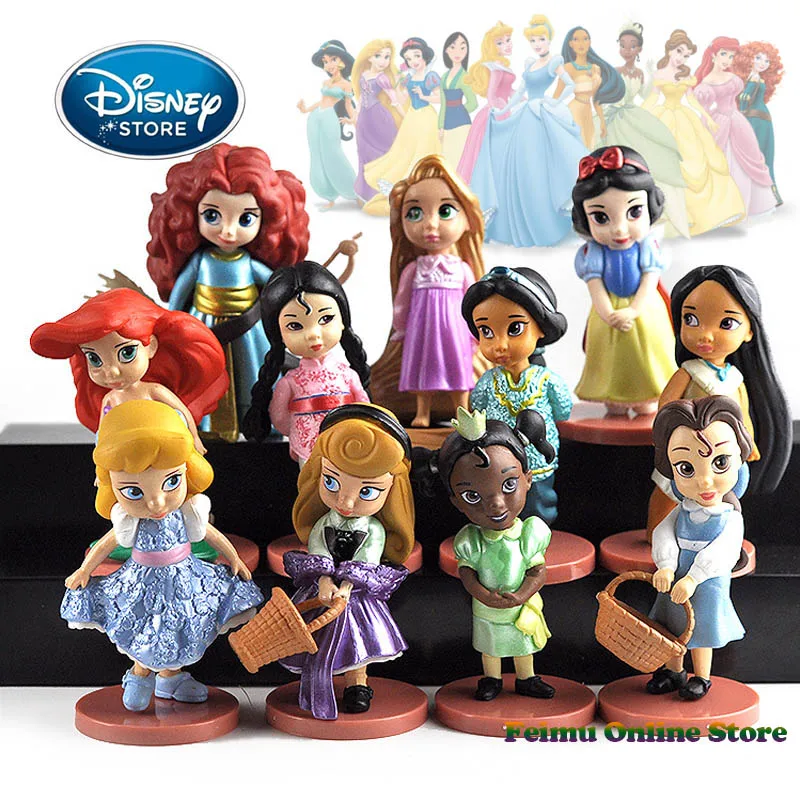 11 Pc/set Disney Princezná Akcie Obrázok Hračky Q Posket Rapunzel Belle Popoluška Alice Snow White Ariel PVC Model Kolekcie Darček