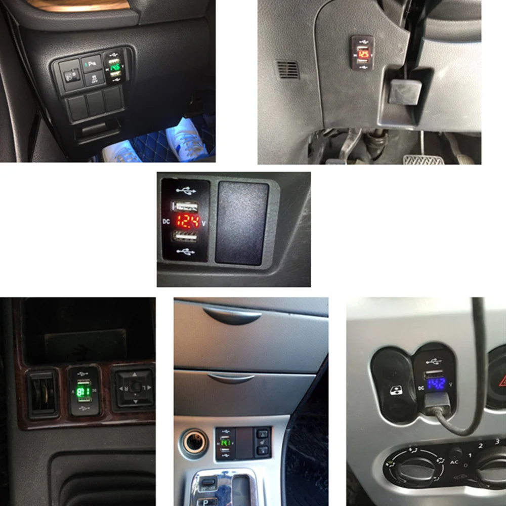 12V 24V Duálny USB Nabíjačka do Auta Port Auto Adaptér LED Voltmeter Zásuvka Pre Honda CIVIC CROSSTOUR CRV ODYSEA