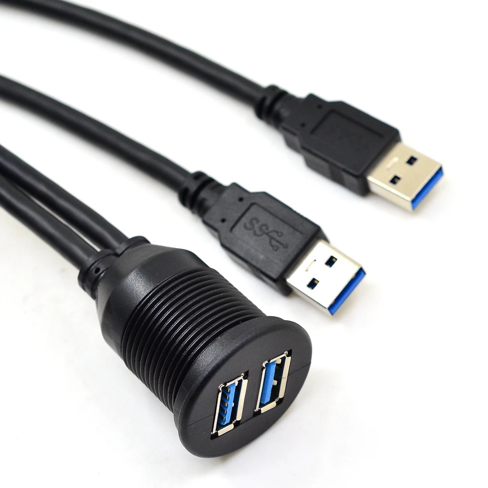 1M 2 Porty Dual USB 3.0 Rozšírenie AUX, Flush Mount držiak do Auta Predlžovací Kábel pre Auto, Nákladiak, Čln Motocykel Panel Panel 3 FT