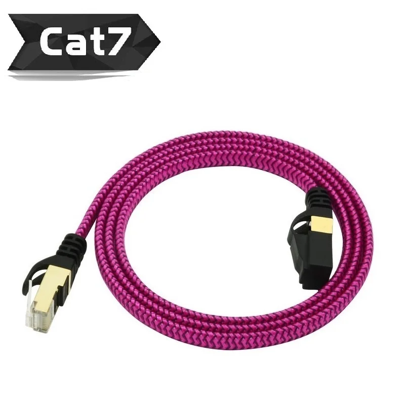 1M 2M CAT7 Ethernetový Kábel Ultra Ploché 10 Gigabit Tienené Konektory RJ45 a Nylon Pletená Patch Kábel