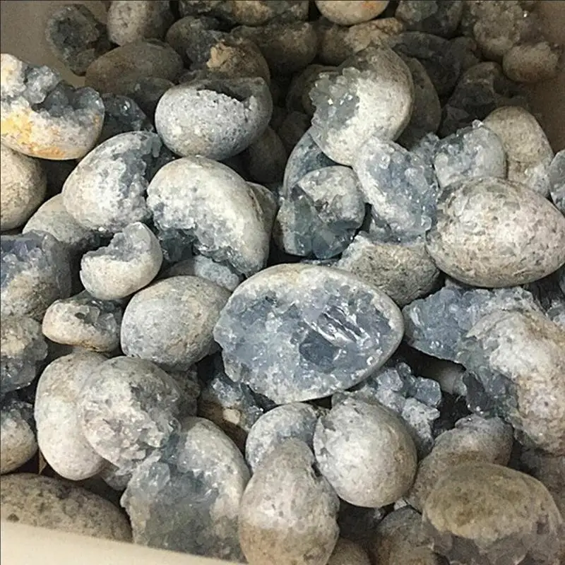 1Pc Prírodné Modré Crystal Cave Quartz Celestite Krištáľovo Liečenie Klastra Crystal Vzor Jaskyne 50/100 g Modrý Vzor I2G0