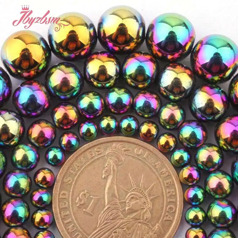 2,3,4,6,8,10 mm Multicolor Hladké Kolo Hematite (Žiadne Magnetické) Prírodného Kameňa Perly Na Náhrdelníku Šperky Robiť 15