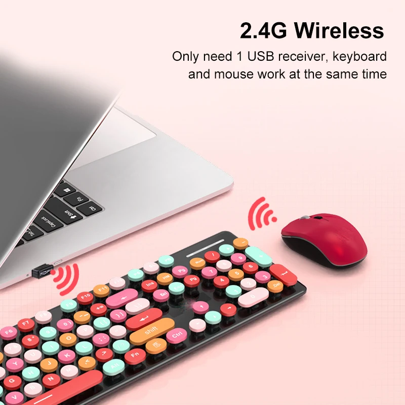 2.4 G Wireless Gaming Keyboard Mouse Combo Tichý Tlačidlo Spoplatnené Klávesnice a Myši Nastaviť Na Notebooku Macbook PC Gamer Počítača