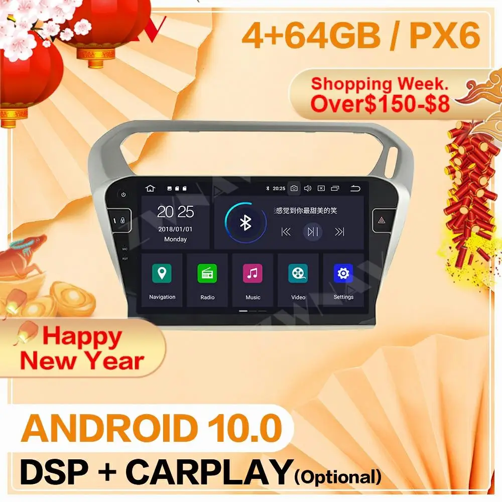 2 din 2013 2016 Pre Peugeot 301 Android 10 Multimediálne Obrazovky prehrávač video audio Rádio GPS navi základnú jednotku auto stereo