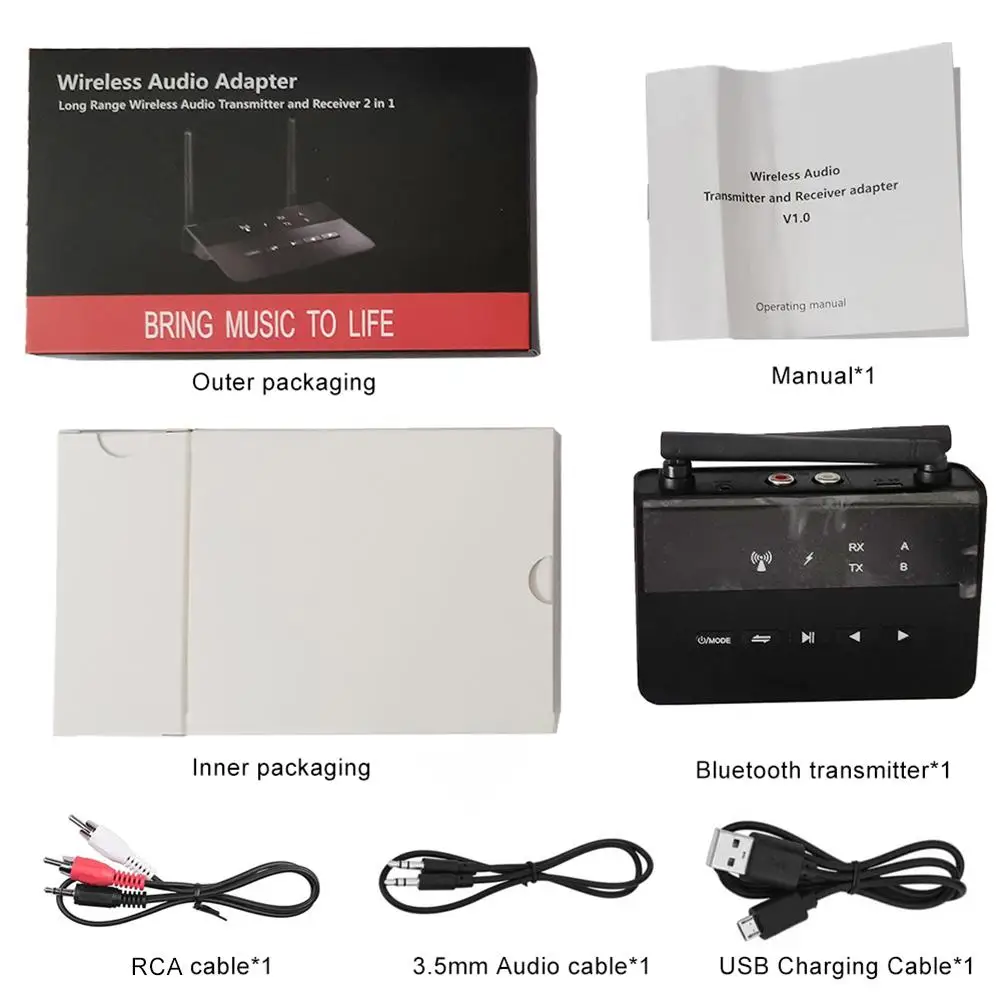 2 In1 80M, Rozsah Bluetooth 5.0 Prijímač Vysielač CSR Aptx Audio Adaptér 3,5 mm Audio TX RX RCA, USB Bezdrôtový Modul Pre TV, PC