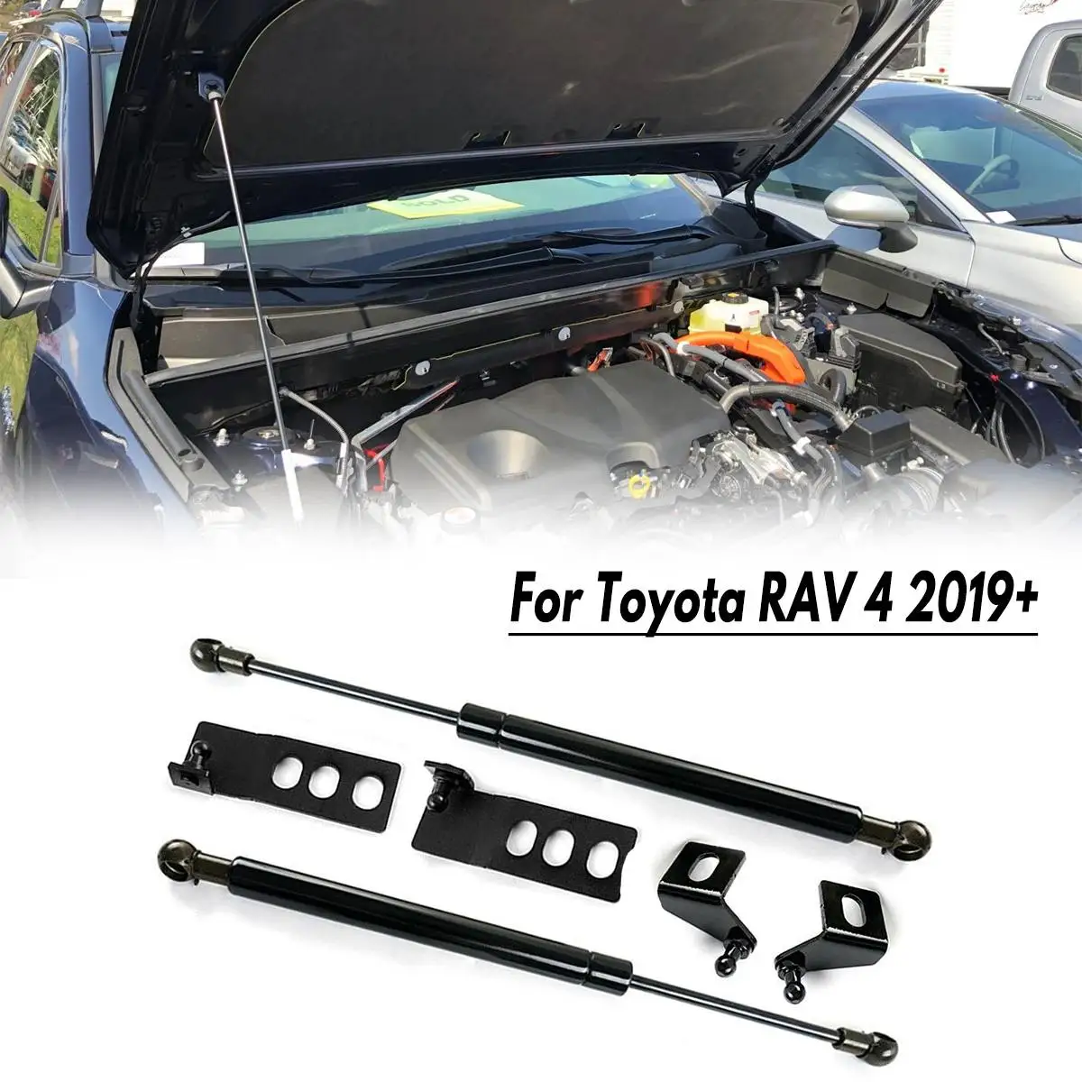 2 ks Nehrdzavejúca Oceľ Auto Kryt Motora Výťahu Podporu Kapota Vzpery Bary Rod Hydraulické Kapota Tyče vhodné Pre Toyota RAV4 2019 2020