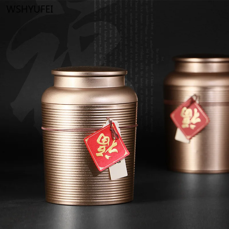 2 ks Nových high-grade zlaté občerstvenie, čaj, cukrovinky, sušienky jar 500 g kovové uzatvorenej skladovacej nádrže Fu na prázdne políčko matné konzerve 12cmX15cm