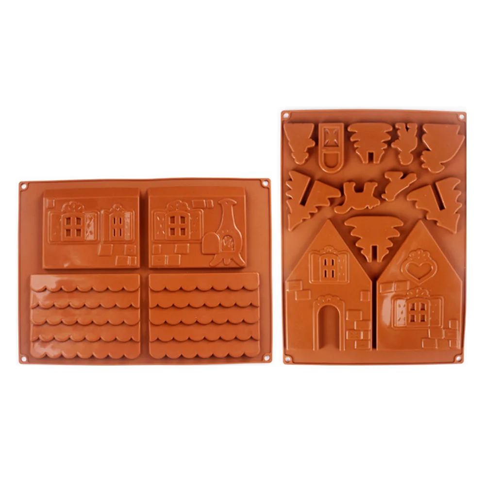 2 Ks/Set 3D Vianočný Perník Dom Silikónové Formy Čokoládová Torta Plesne DIY Sušienky Pečenie Nástroje AI88