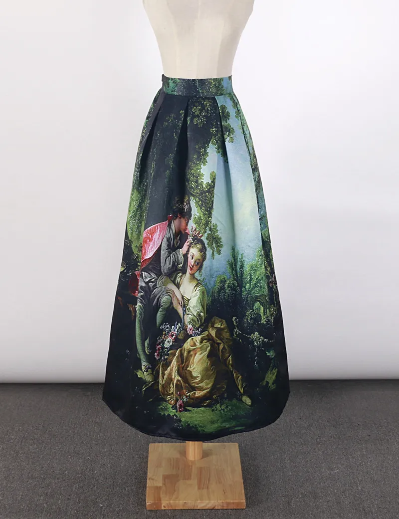 2017 Princess Royal Vintage Retro Dlhé Sukne olejomaľba Vysoký Pás 100 cm plesové Šaty, Podlahy Leng Maxi Sukne Saia Femininas SP007