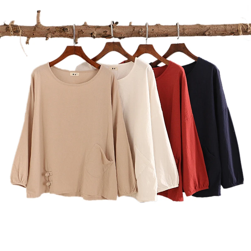 2018 jar jeseň tričko ženy bavlnená posteľná bielizeň t-shirt long-sleeve roupas 4 farby pulóver top feminina blusas