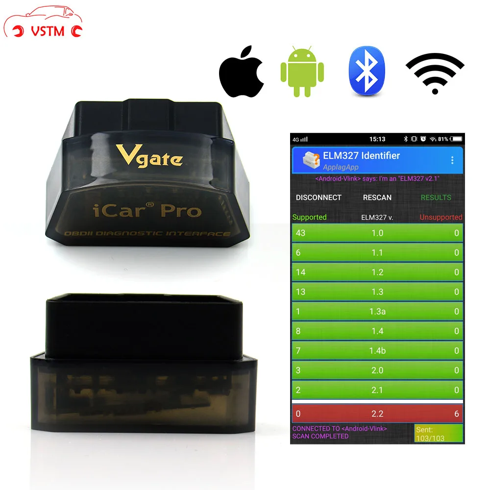 2018 Vgate iCar Pro OBD2 Skener Bluetooth 4.0/WIFI Auto Diagnostický Nástroj ELM327 V2.1 iCar Pro Scanner Pre Android alebo IOS