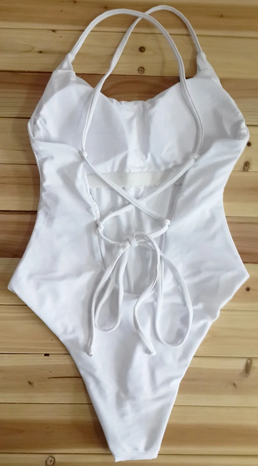 2018 Vintage White Obväz Ženy plavky Plážové Čierne Plavky Ženy jednodielne Plavky Dievčatá Plávať Nosenie traje de bano mujer