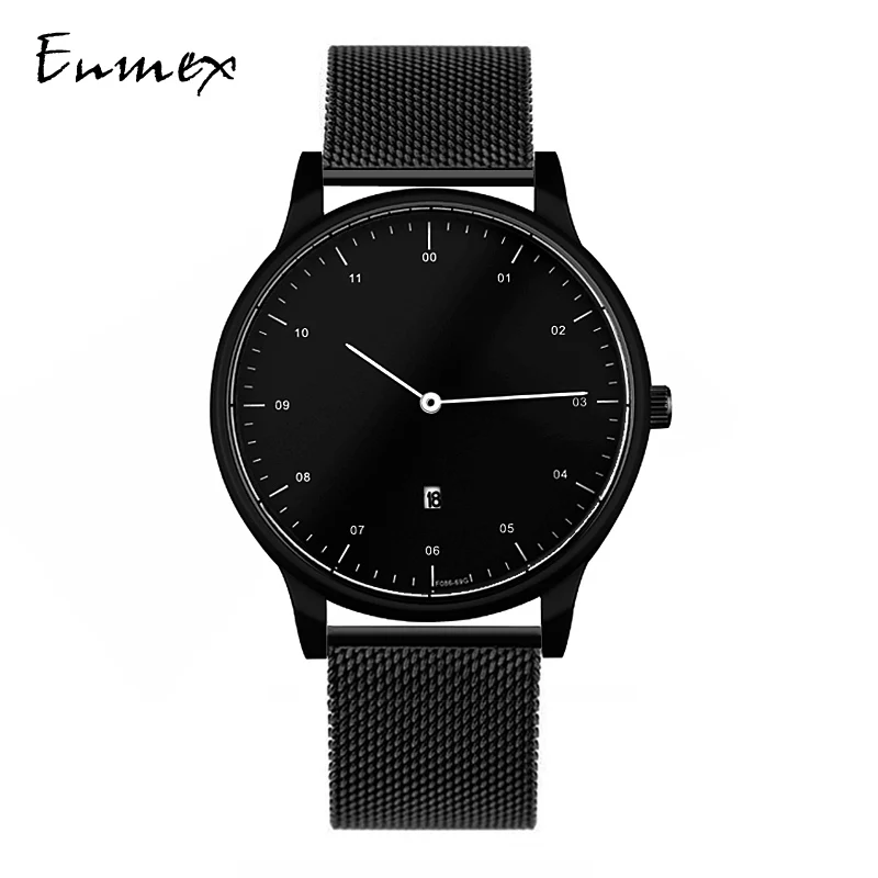 2019 darček Enmex kalendár náramkové hodinky Stručný móde jednoduché, štýlové, s Čiernej a bielej tváre stručný ležérne módne hodinky quartz