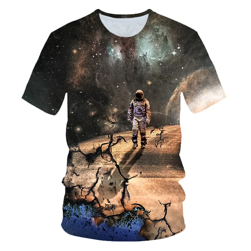 2019 detské Letné 3D T-shirt Chlapcov Dievčatá Galaxy Priestor Astronaut Planéty Balón 3D Tlač T shirt Deti Strany Pulóver Tshirts