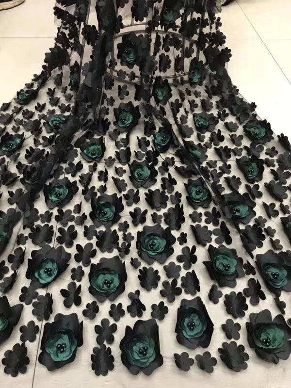 2019 Najnovšie Svadobné Svadobné Textílie Afriky Čipky Textílie Pearl 3D Kvetinové Výšivky Nigérijský Čipky Textílie FJ22471