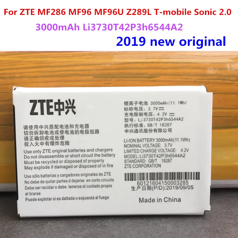2019 Novú Pôvodnú Vysokú Kvalitu 3000mAh Li3730T42P3h6544A2 Batérie Pre ZTE MF286 MF96 MF96U Z289L T-mobile Sonic 2.0 Batérie