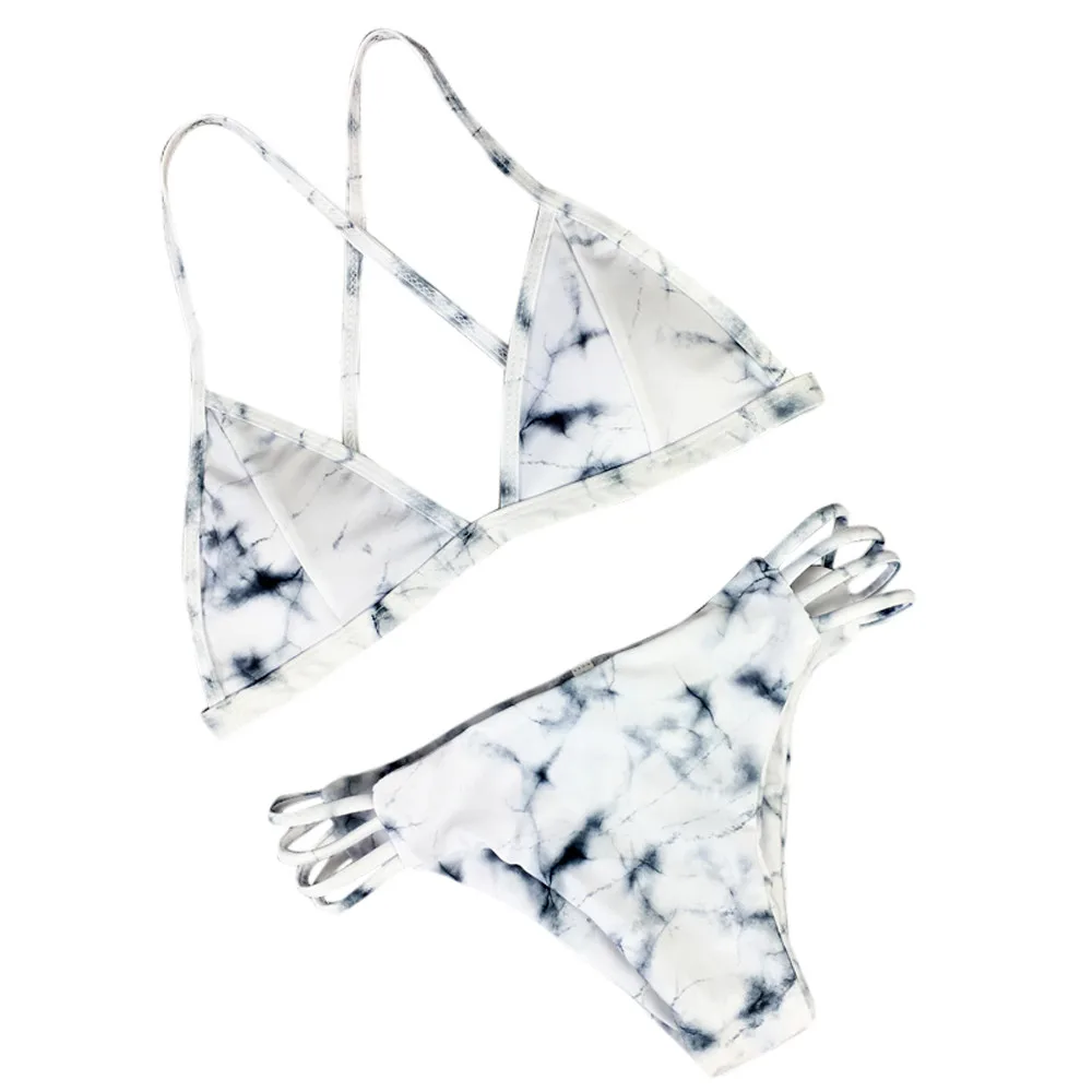 2019 Plavky Sexy Ženy, Mramor Tlač Polstrovaná Pláž s uväzovaním za Bikini Set Swimwer plavky plážové oblečenie maillot de bain S/M/L