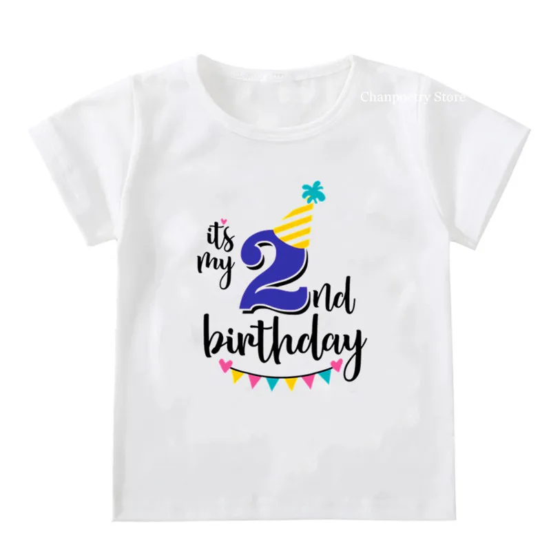 2020 Happy Birthday Deti T-shirt pre Chlapcov, Dievčatá, Krátky Rukáv Batoľa Detský Party Oblečenie pre 1 2 3 4 5 6 7 8 Rokov Dieťaťa
