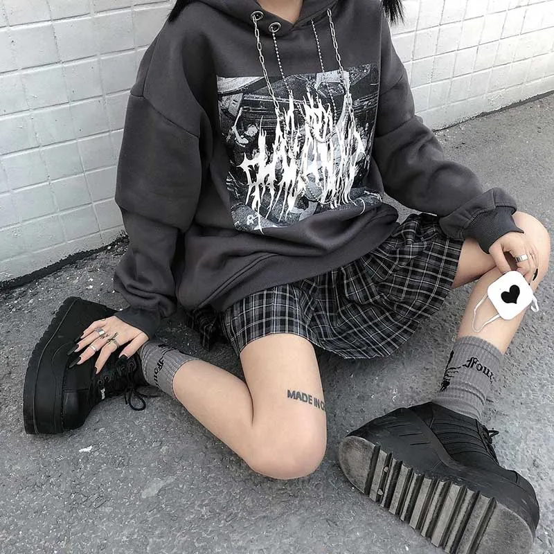 2020 jar gotický harajuku hoodie ženy mikina hoodies patchwork streetwear oblečenie plodín top voľné príležitostné tlače punk gothi