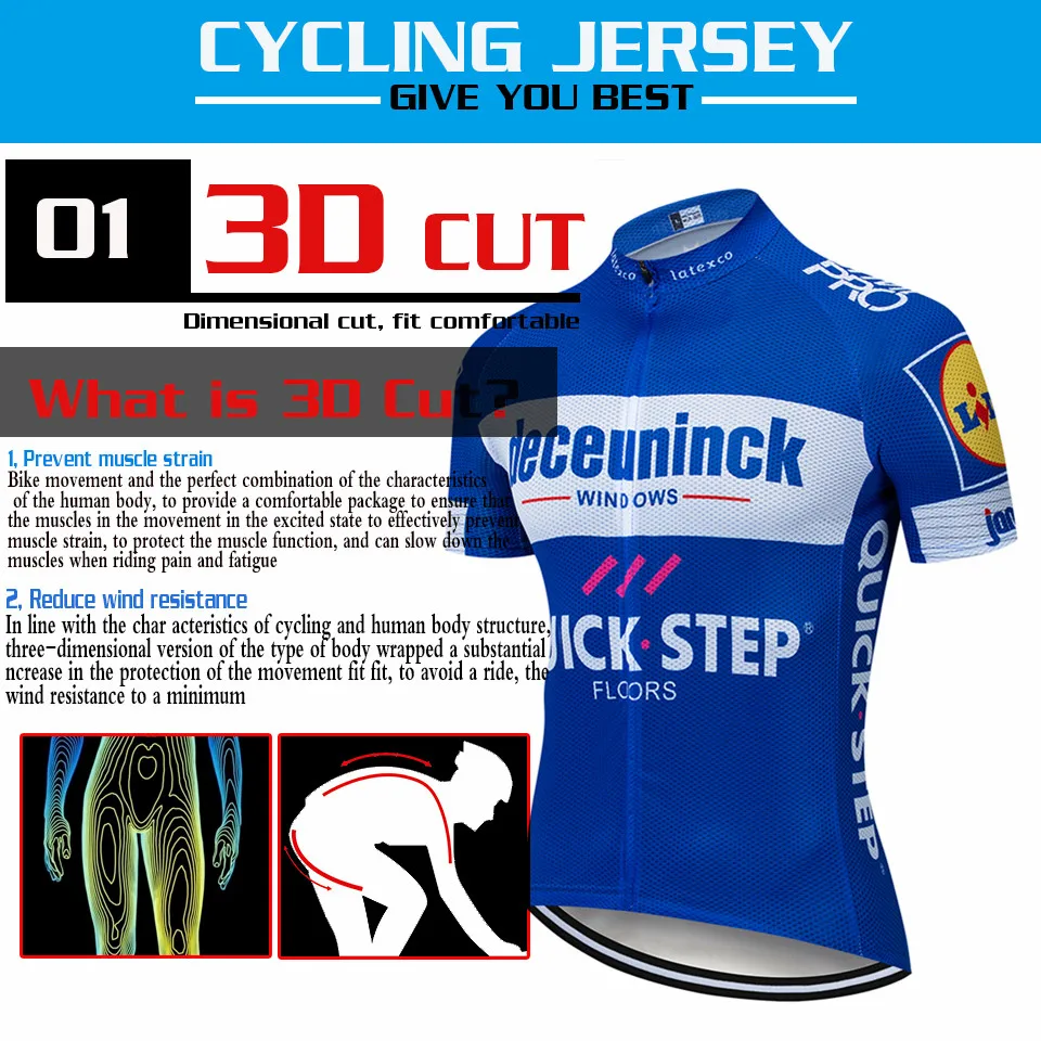 2020 Modrá cyklistického tímu Oblečenie Rýchle Suché Mens Cyklistické Nosenie v Lete Quick Step Pro Cyklistické Dresy 9D Gél Pad Cyklistické Šortky Nastaviť