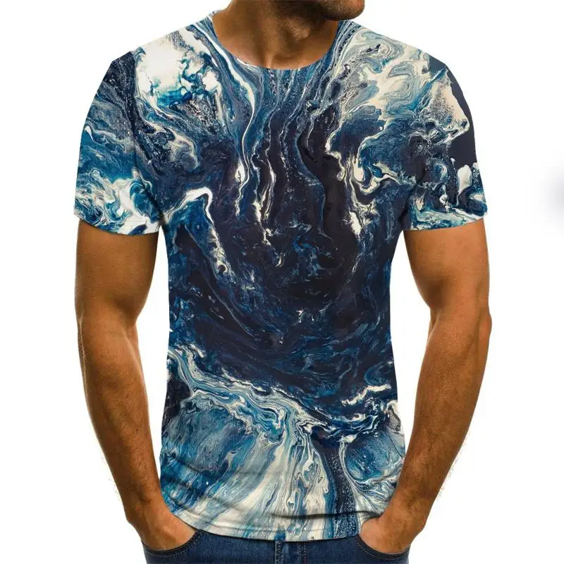 2020 Najnovšie 3D Vytlačené T-Shirt Atrament Nakresliť Vzor Krátky Rukáv Príležitostné Letné Topy Tees Módne O-Neck Tričko Muž