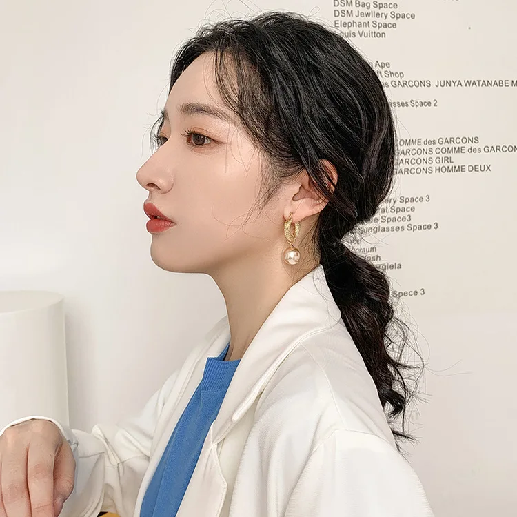 2020 Nový kórejský Jednoduché Vintage Simulované-pearl Visieť Náušnice Pre Ženy Elegantný Módny Prívesok Kvapka Vody Šperky
