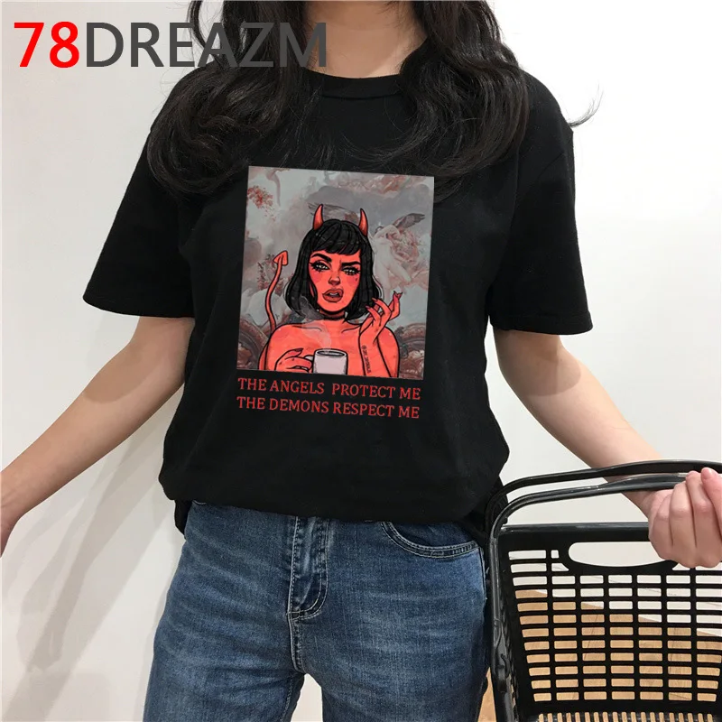 2020 Satan Horor T Shirt Ženy Demon Smrti Strašidelné Diabol Funny T-shirt Satanizmu Cudzie smrtka Satanist Grafické TShirts Žena