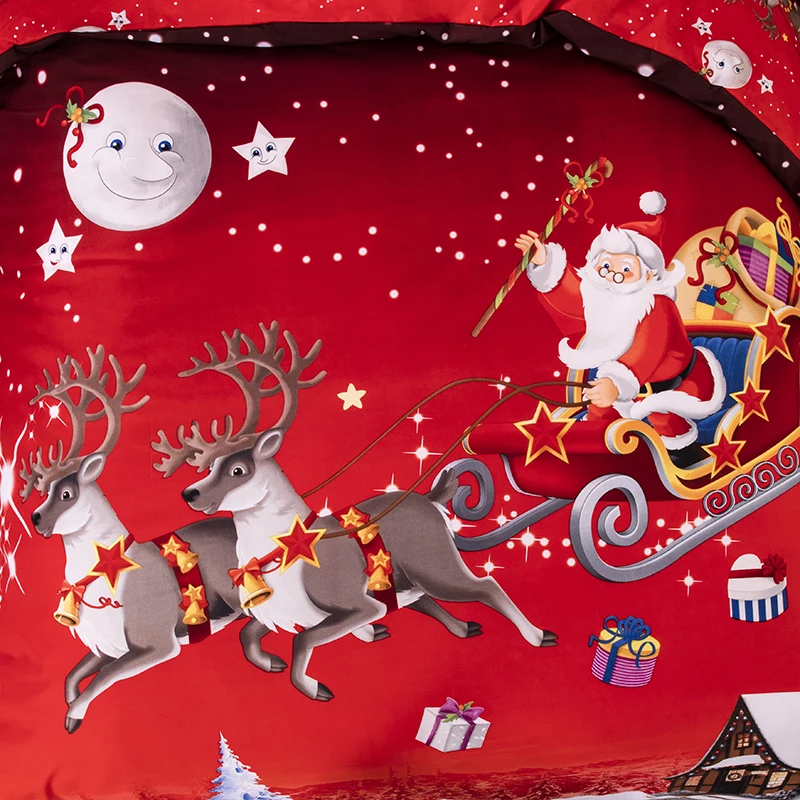 2020 Vianočné Posteľ Kryt Nastaviť Deti Darček Posteľ Obliečky Kryt Nastaviť Santa Claus Cumlík Deka Kryt obliečka na Vankúš Červené NÁS Twin Lôžka Nastaviť