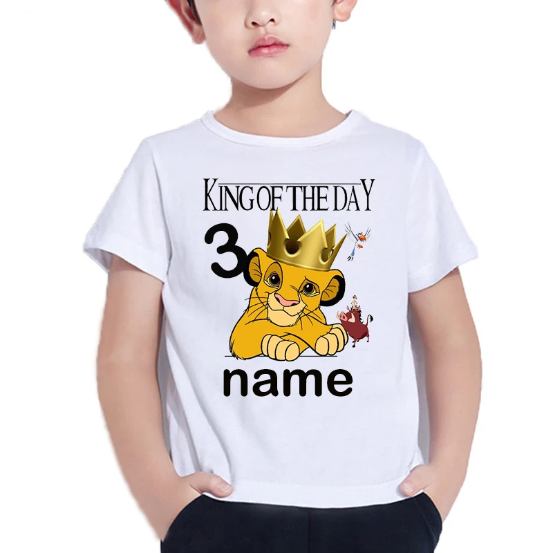 2020 Číslo 1-10 Lion King Narodeniny Chlapcov Košele Chlapca Simba Shirt Dieťa Dievčatá Šaty Krátke Sleeve Tee Topy Pre 2-9 Rokov Olome99