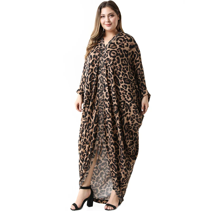 2021 Abaya Jarné, Jesenné Dámske Leopard Dámske Šaty Veľké Plus Veľkosť Módne, Elegantné Nepravidelný Ramadánu Maxi Šaty