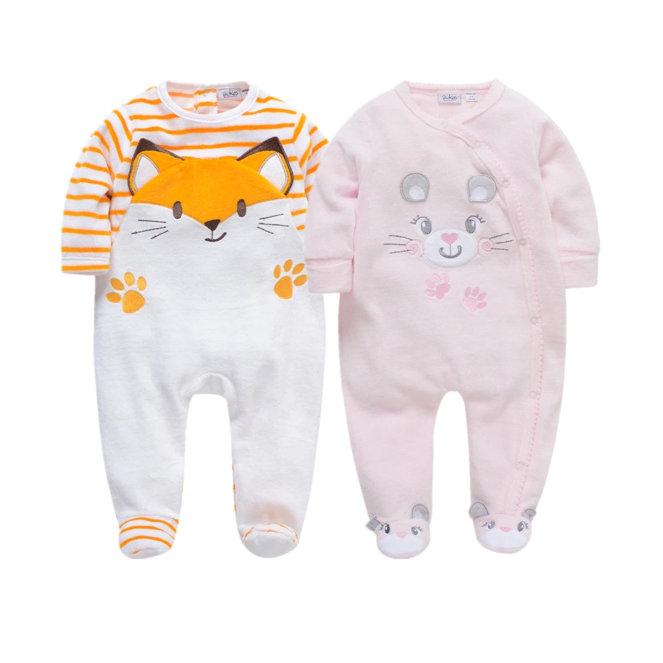 2021 Jar Detské Oblečenie Zimné Dieťa Velvet Remienky Chlapec Oblečenie Cartoon Zvierat 3D Romper Jumpsuit Teplé Oblečenie Novorodenca