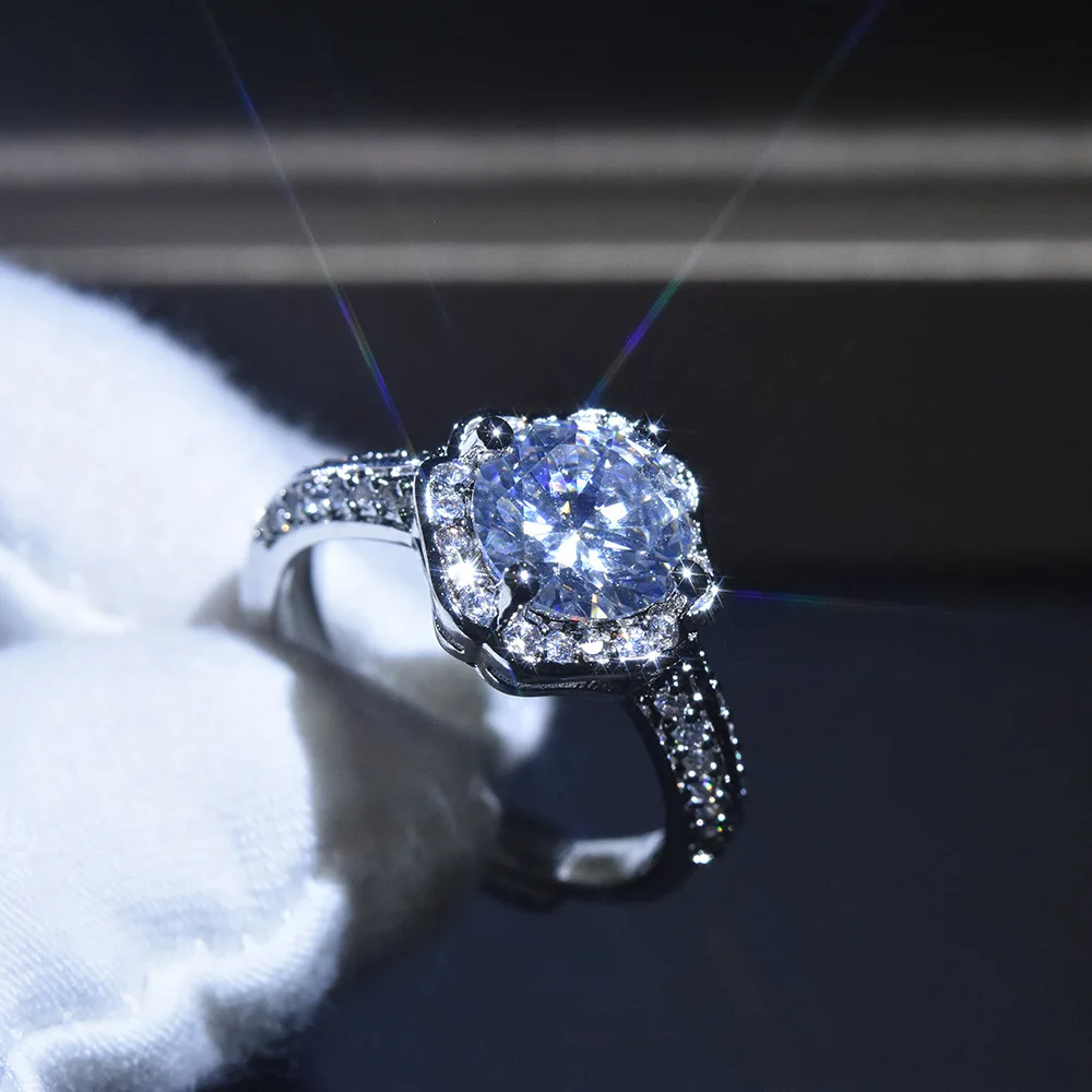 2021 Nové Luxusné Slivka 925 Sterling Silver Resizable Zásnubný Prsteň pre Ženy Lady Výročie Darček Šperky Hromadne Predávať R5914