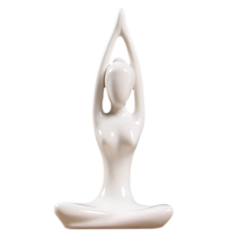 2x Abstraktné Umenie Keramické Joga Figúrka Porcelánu Jogy Lady Obrázok Socha Domov Yoga Studio Dekor Ornament 1 a 3