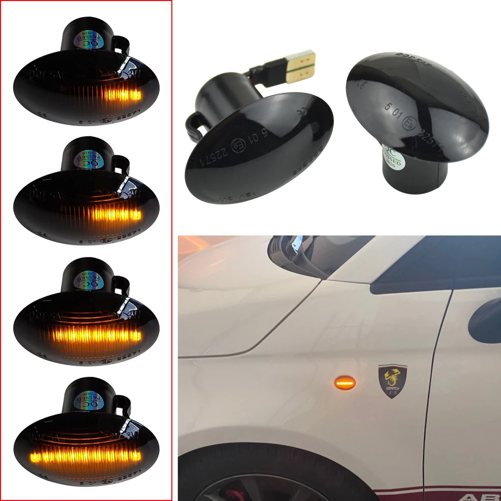 2x Dynamické LED Strane Marker Zase Signálne Svetlá pre Maserati GranCabrio Granturismo pre Lance Lybra pre Fiat 500 Pre Ford KA Alfa