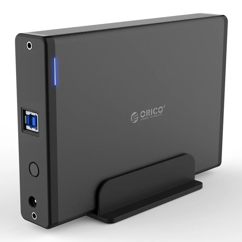 3,5-palcový USB3.0 hliníkovej zliatiny vertikálne mobile pevného disku box, 5Gbps vysoko-rýchlostný prenos, 3.5-palcová jednotka pevného disku, univerzálny.