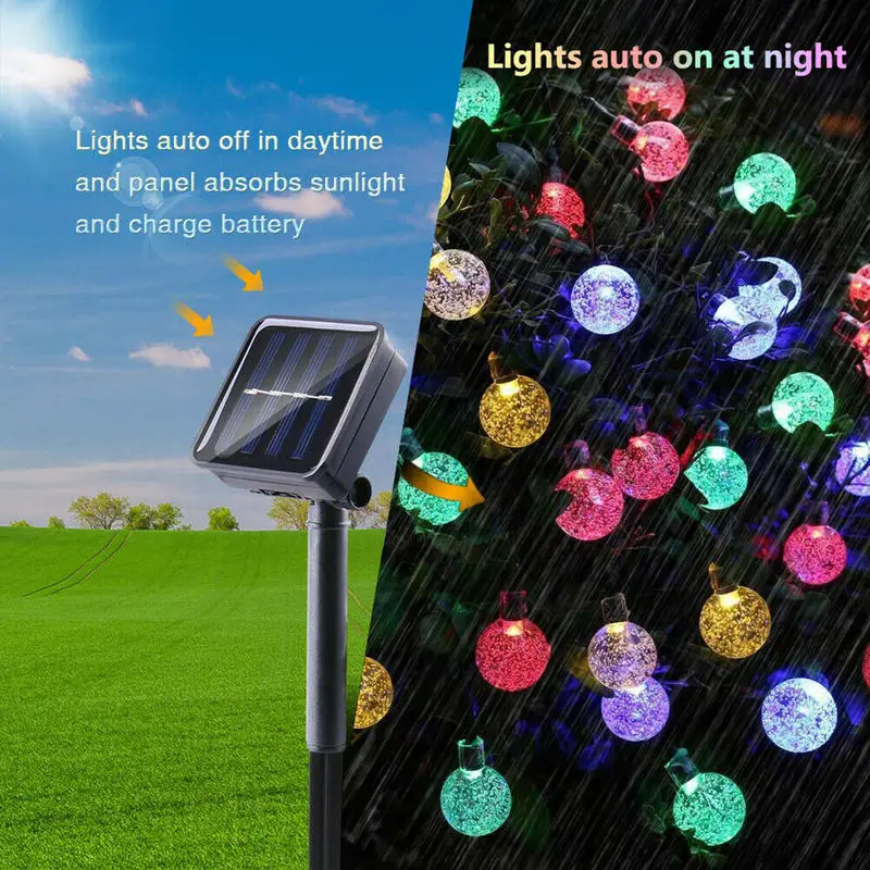30/50 Led Crystal Glass loptu 6,5 M/9,5 M Solárna Lampa LED Reťazec Rozprávkových Svetiel Girlandy Záhrada Vianočná Výzdoba Pre Vonkajšie