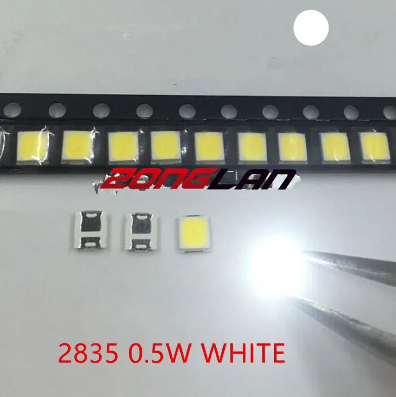 3000pcs 2835 LED dióda 0,5 W, Biela SMD/SMT PLCC-2 2835 Biela 150Ma 50-65lm 6000-6500K 2835 diódy High Power LED Ultra Svetlé SMD LED