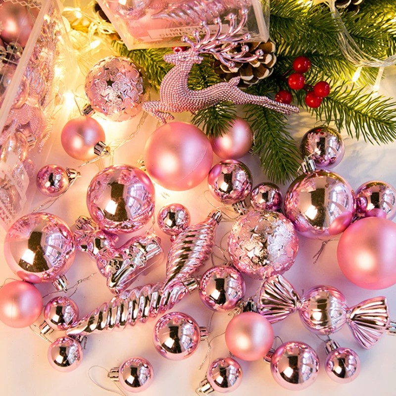 30pcs vianočné dekorácie pre domov Vianočný stromček prívesok ozdoby loptu elk plastové baubles PVC ball прозрачные шары на елку