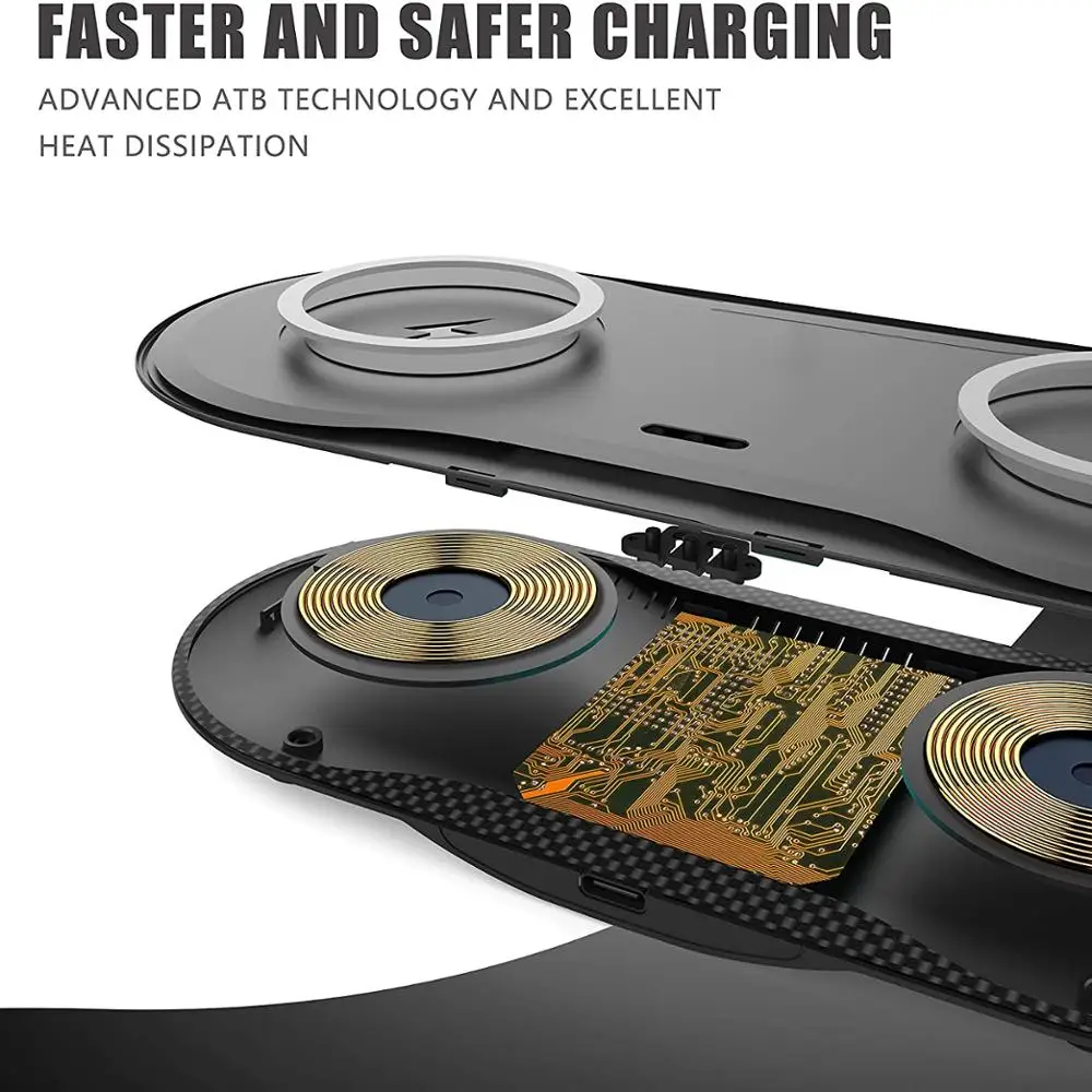 30W Rýchlo QI Bezdrôtovú Nabíjačku 2 v 1 Duálny Sedadlá Plnenie Pad Dock Stanica pre iPhone 12 11 XS XR X 8 Airpods Pro Samsung S10 S20