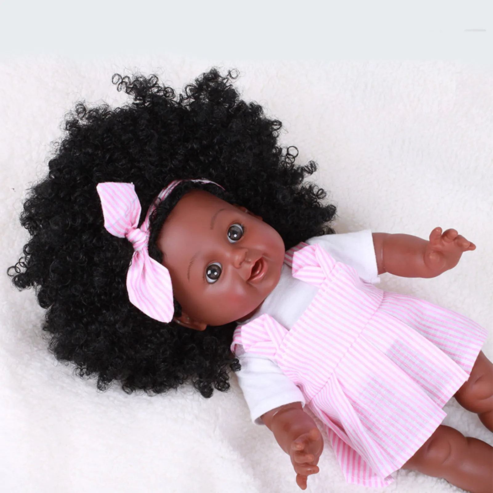 35 cm Realistické Bábiky Black Baby Doll Afriky Novorodenca Bábika Silikónové Hračka Ručne maľované Ručne Plavidlá Darček Pre Deti