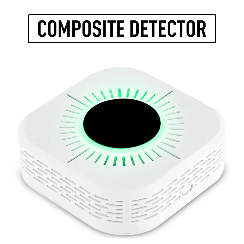 360° Detektor Dymu & Oxidu Uhoľnatého Senzory 2 v 1 Batéria Prevádzkované CO Alarm s Svetlo Blikajúce Zvukové Upozornenie
