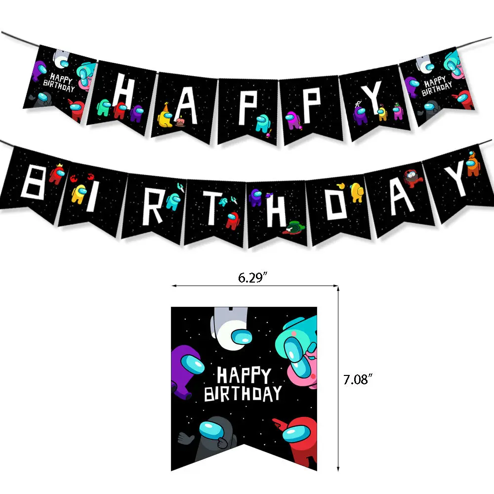36pcs Chlapca Happy Birthday Party Dekorácie Hry Tému Latexový Balón Medzi Nami Banner Strana navrhne Cupcake Mulčovače Pre Deti