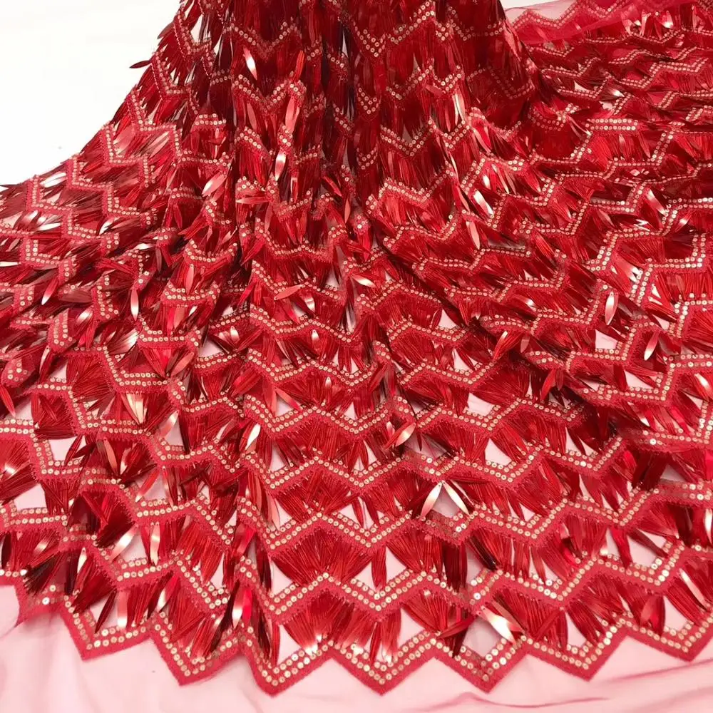 3D Afriky Čipky Textílie 2020 Vysoko Kvalitnej Čipky s Flitrami, Nigérijský Čipky Tkaniny pre Šitie Odevov Party Šaty 5 Metrov J20632