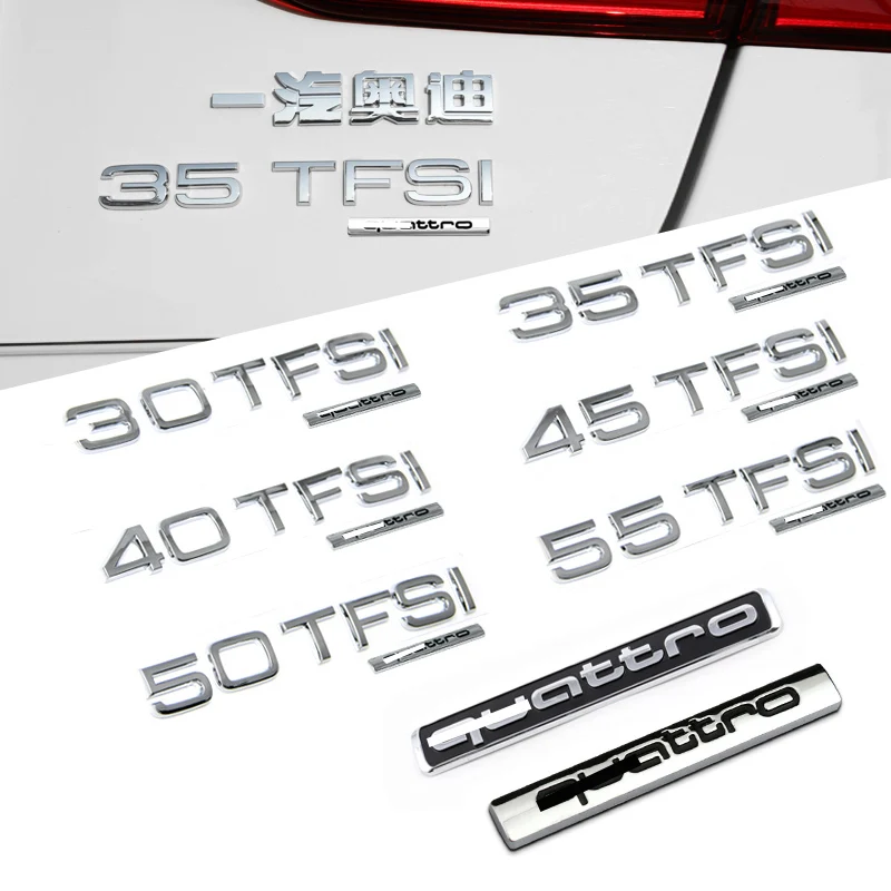 3D Kovové Auto Samolepky 30 35 40 45 50 55 TFSI Znak, Odznak, Dekorácie, Doplnky Pre Audi Quattro A3 A4 A5 A6 Q3 Q5 Q7 RS3 RS4