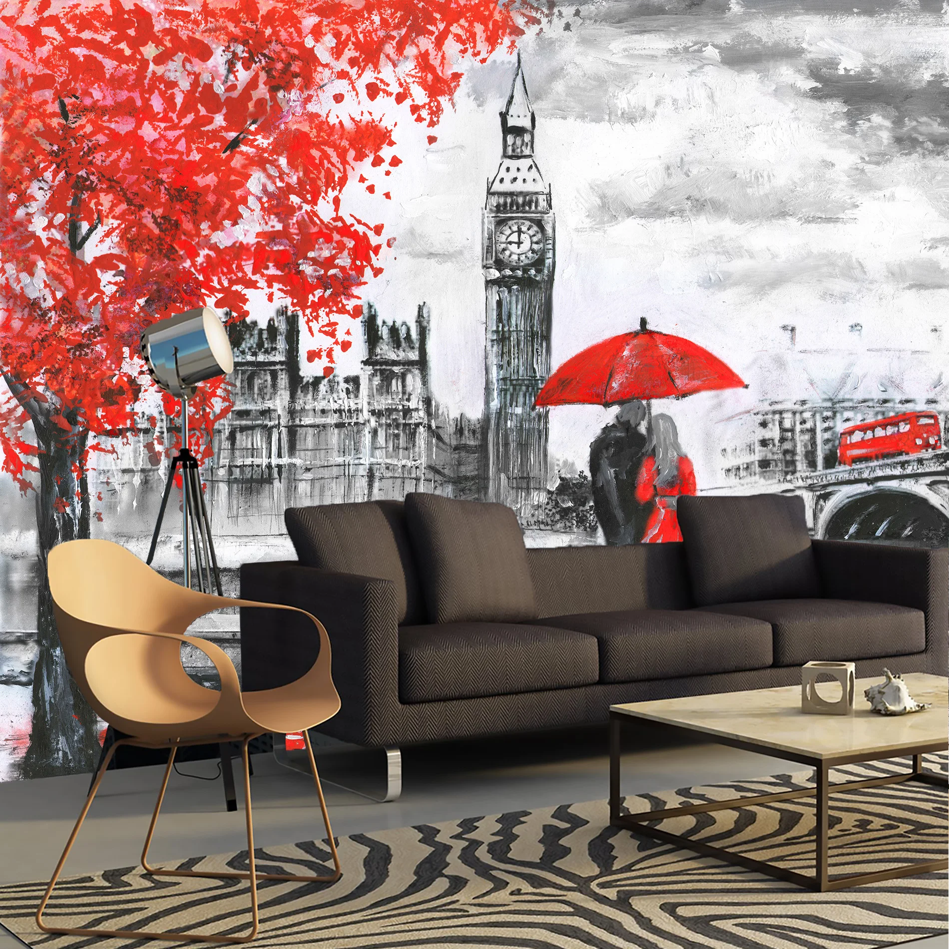 3D nástennú maľbu Londýne obrázok Anglicko, čierne a biele tapety, tapety pre hala, kuchyňa, spálňa, nástennú maľbu rozširuje priestor